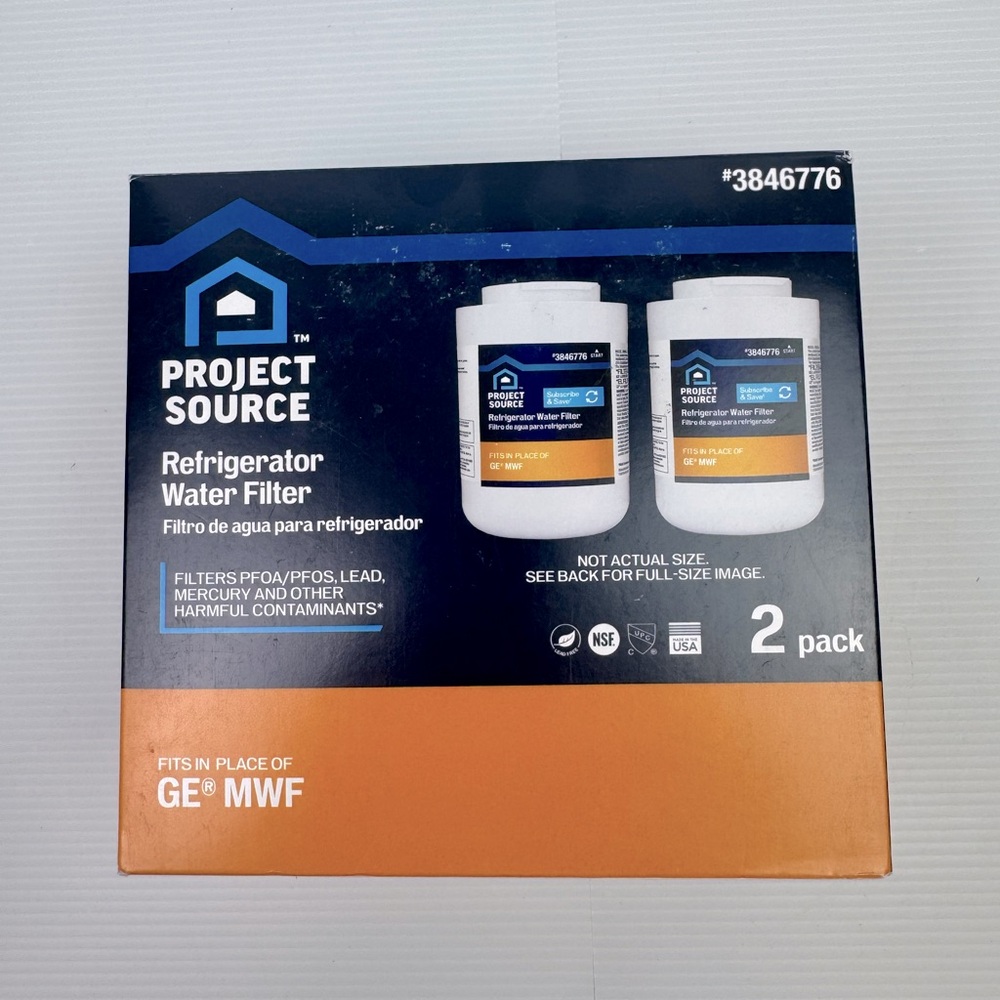 NEW~2X Project Source Refrigerator Water Filter #3846776 Fits in place of GE MWF